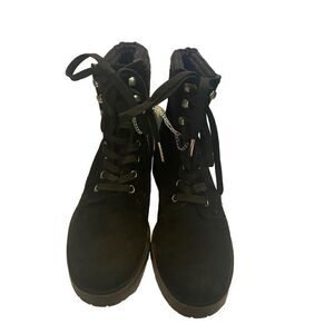 SPLENDID Sadie Women’s Black Suede‎ Leather Lace Up Boots Size 7.5 New No Box